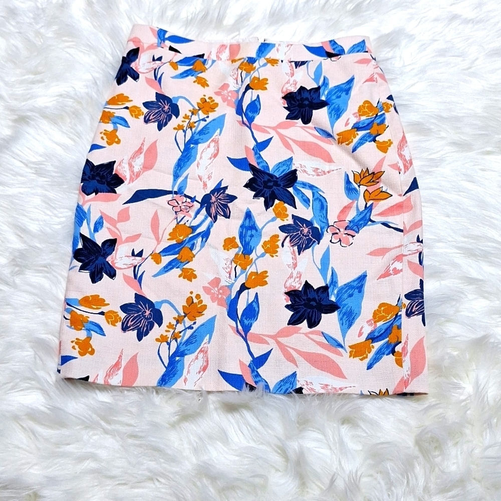 J Crew size 0 floral cotton lined pencil skirt